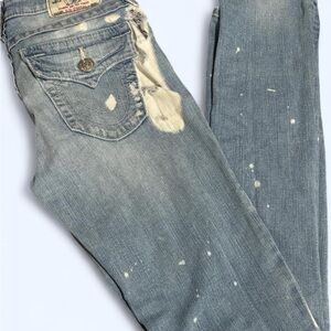 True Religion Light Blue Distressed Boyfriend Jeans